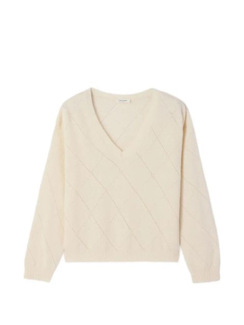 American Vintage diamond-knit V-neck sweater - Neutrals - zdjęcie produktu nr 1