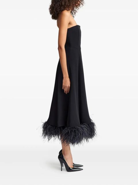 16Arlington Gioele feather-trim midi dress - Black