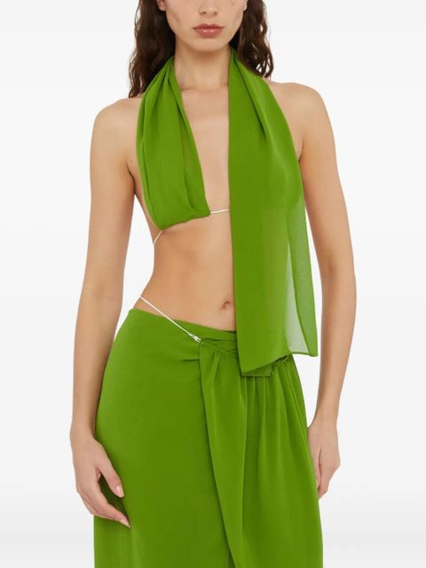 Christopher Esber chain-detail silk top - Green