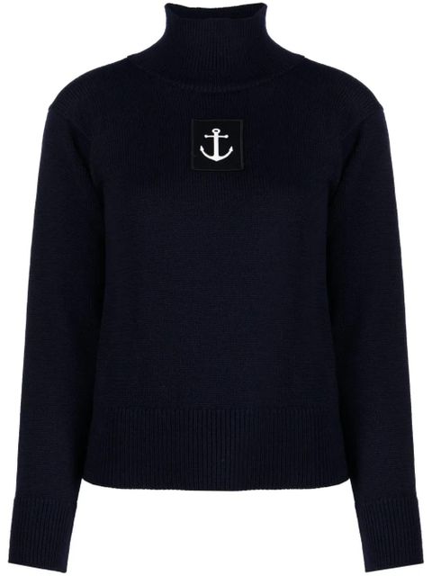 Jil Sander logo-patch high-neck jumper - Blue - zdjęcie produktu nr 1