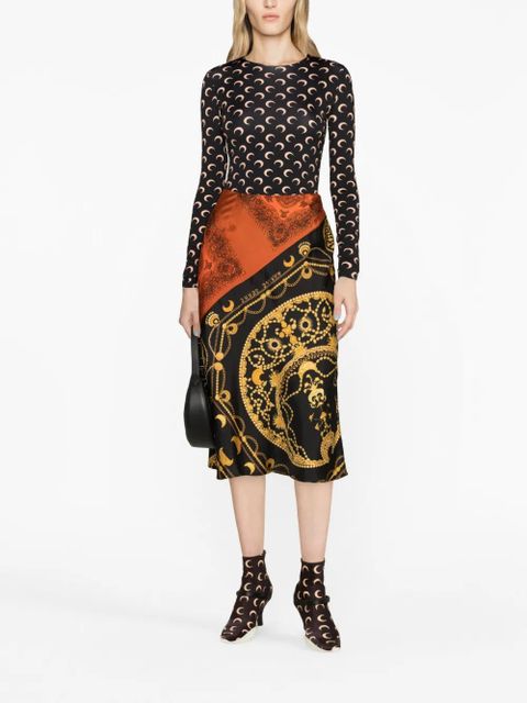 Marine Serre Ornament Jewelry silk skirt - Black - zdjęcie produktu nr 2