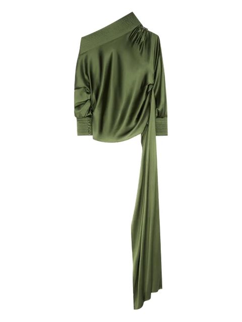 DRIES VAN NOTEN draped satin shirt - Green - zdjęcie produktu nr 1