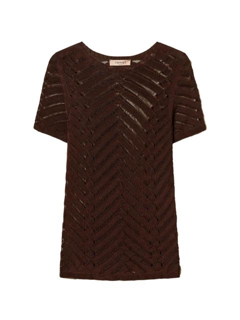 TWINSET chevron knitted T-shirt - Brown - zdjęcie produktu nr 1