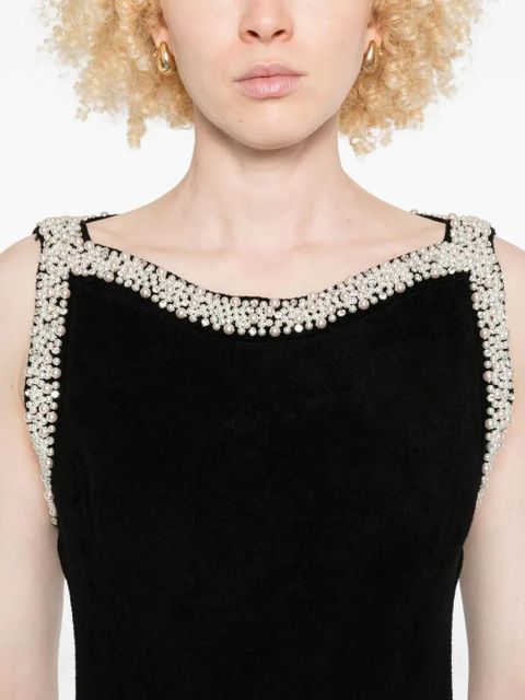 SANDRO faux-pearl embellished mini dress - Black