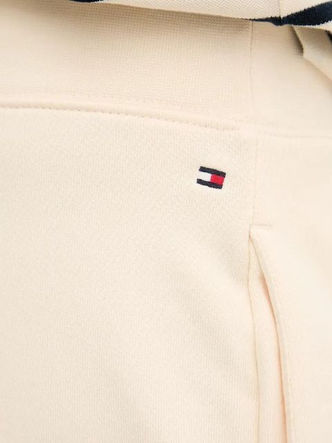 Tommy Hilfiger szorty bawełniane damskie kolor beżowy z aplikacją high waist WW0WW45518