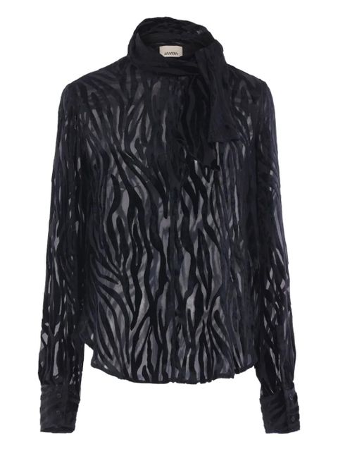 ISABEL MARANT zebra-pattern tie-neck shirt - Black - zdjęcie produktu nr 1