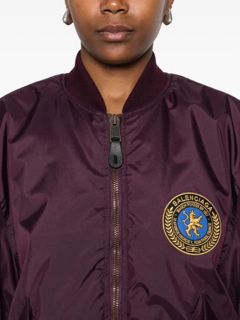 Balenciaga logo-patch bomber jacket - Purple
