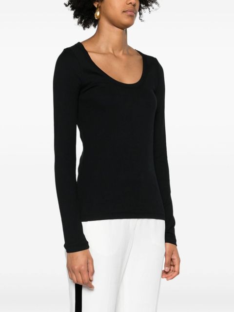TOTEME scoop-neck fine-ribbed T-shirt - Black - zdjęcie produktu nr 2