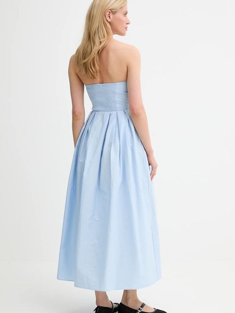 Answear.LAB sukienka bawełniana kolor niebieski maxi rozkloszowana