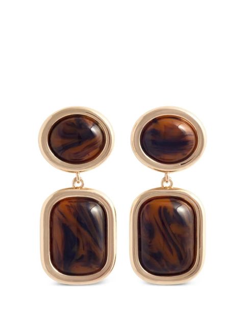 Self-Portrait tortoiseshell framed earrings - Gold - zdjęcie produktu nr 1
