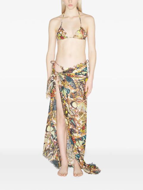 Jean Paul Gaultier Le Paréo butterfly-print skirt - Brown