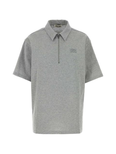 Miu Miu oversize zip-polo shirt - Grey - zdjęcie produktu nr 1