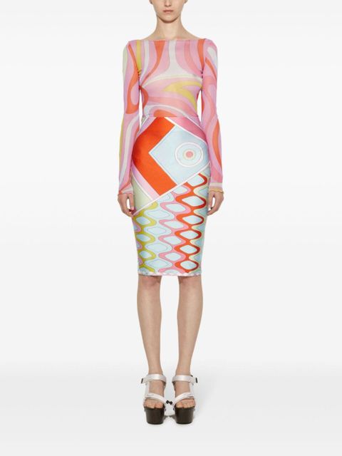 PUCCI Vivara-print pencil skirt - Blue