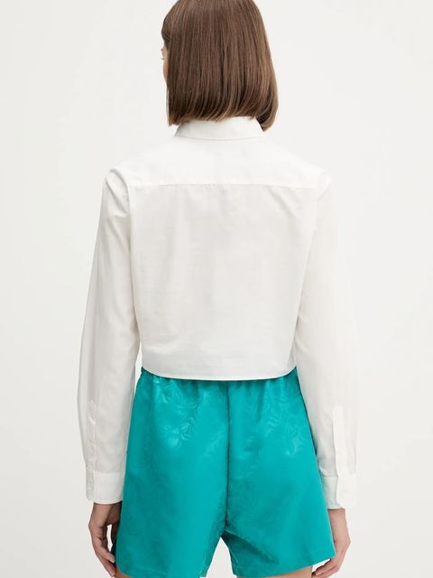 Tommy Jeans koszula bawełniana damska kolor biały slim z kołnierzykiem klasycznym DW0DW21400