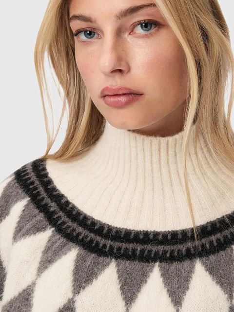 AllSaints sweter z dodatkiem wełny TARA damski kolor brązowy ciepły z golfem W086KB