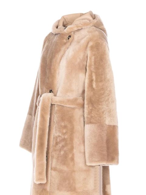 Yves Salomon hooded belted faux-fur coat - Neutrals