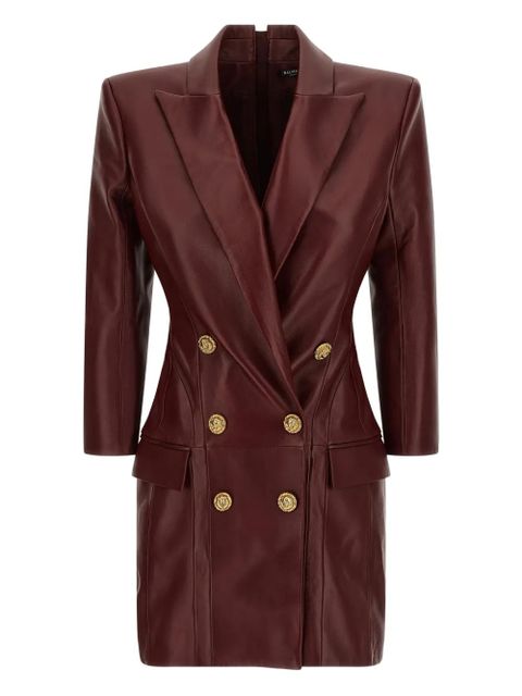Balmain double-breasted leather mini dress - Red - zdjęcie produktu nr 1