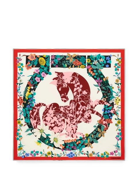 Ferragamo pegaso-print scarf - White - zdjęcie produktu nr 1
