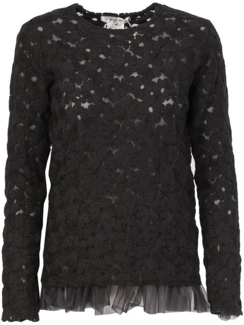 Comme Des Garçons tulle layer flower knit sweater - Black - zdjęcie produktu nr 1
