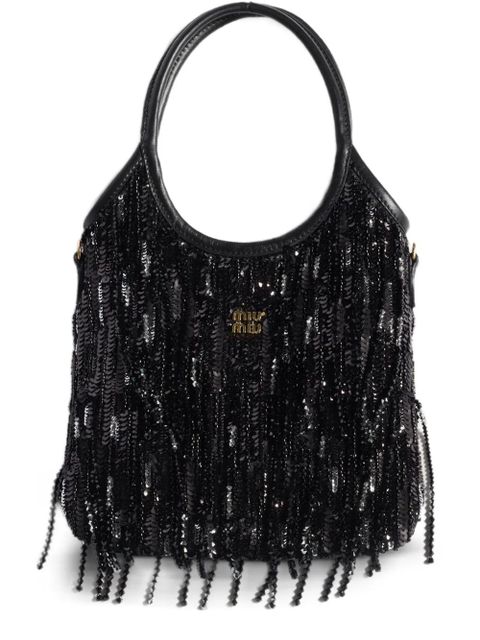 Miu Miu mini Ivy sequin-embellishment tote bag - Black - zdjęcie produktu nr 1