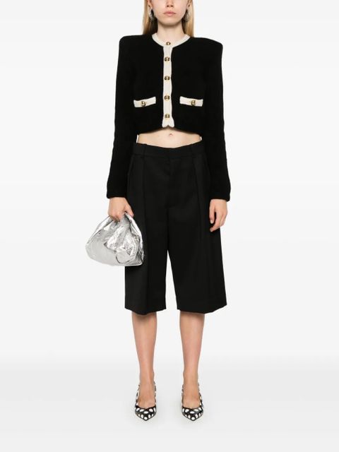 Alessandra Rich knitted cropped cardigan - Black