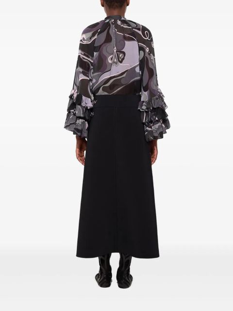 PUCCI slit internal-print midi skirt - Black