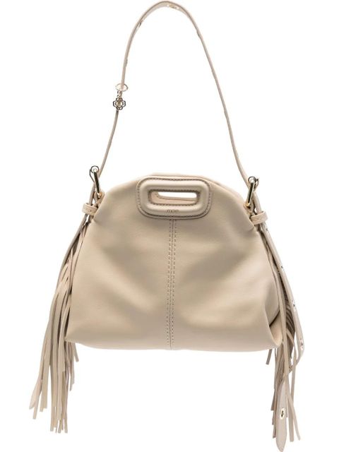 Maje mini Miss M fringed shoulder bag - Neutrals
