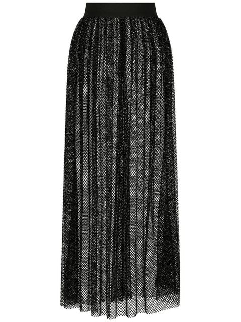 Dolce & Gabbana rhinestone-embellished mesh maxi skirt - Black - zdjęcie produktu nr 1