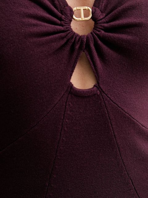 Twinset sukienka kolor bordowy midi rozkloszowana 252TP3140