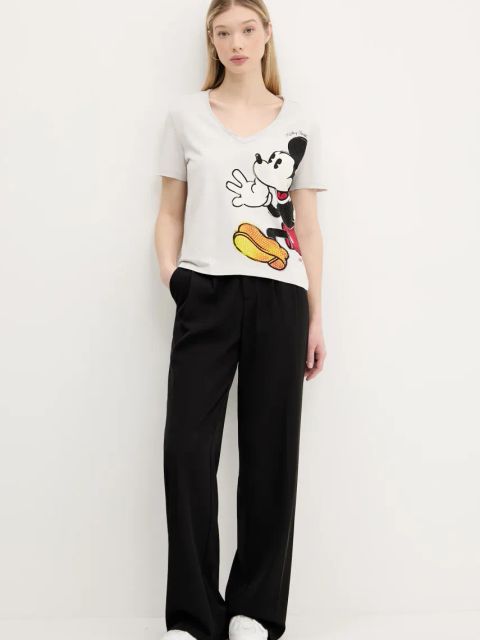 Desigual t-shirt bawełniany MICKEY JOKER damski kolor biały 25SWTKAG
