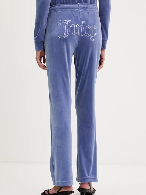 Juicy Couture spodnie dresowe welurowe kolor fioletowy z aplikacją JCWBJ225307