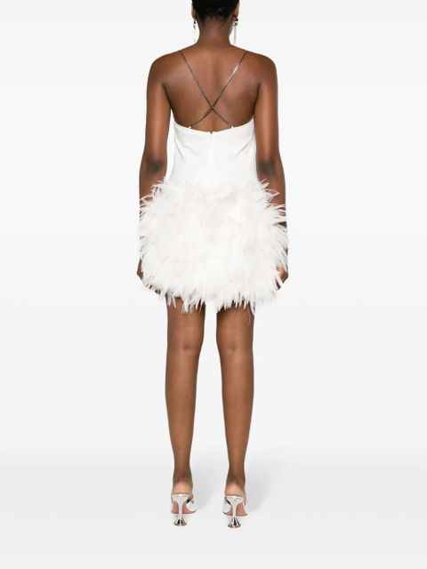 The Attico Fujiko feather-trimmed minidress - White