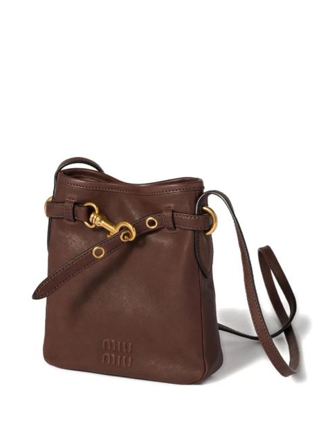 Miu Miu embossed-logo leather pouch - Brown - zdjęcie produktu nr 2