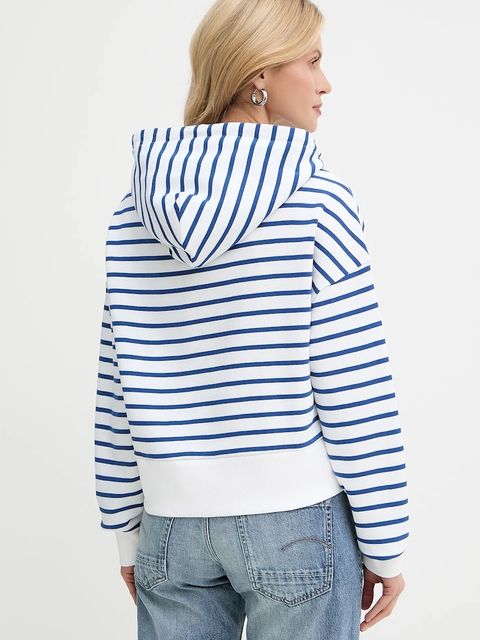 Marc O'Polo bluza bawełniana damska kolor granatowy z kapturem wzorzysta 5000006577