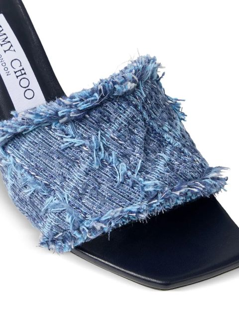 Jimmy Choo Alexia 70 frayed sandals - Blue