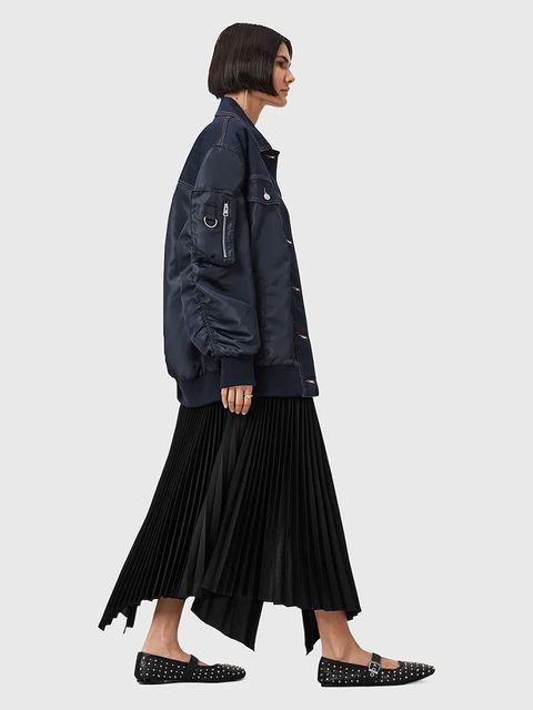 AllSaints kurtka bomber VERITY kolor granatowy przejściowa oversize W024OD