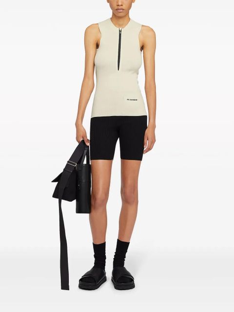 Jil Sander logo-print fine-ribbed tank top - White