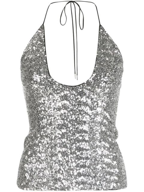 The Attico sequin-embellishment halterneck top - Silver - zdjęcie produktu nr 1