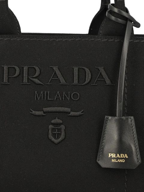 Prada small Jardinière logo-embroidery tote bag - Black