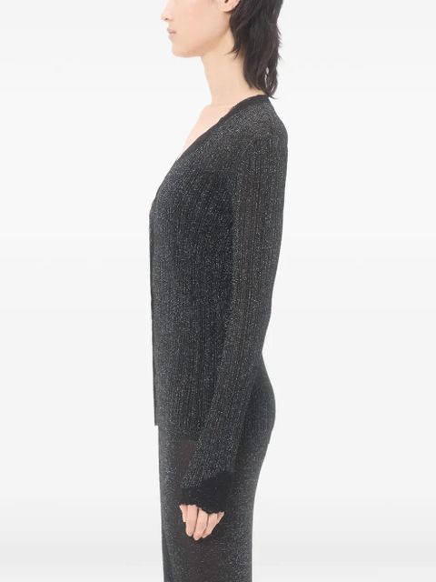 Valentino Garavani Lurex Knit Cardigan With Lace - Black