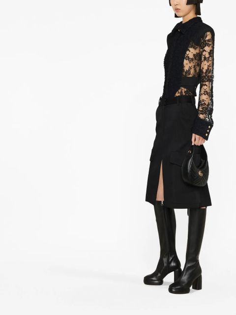 Balmain Tweed and lace plastron shirt - Black