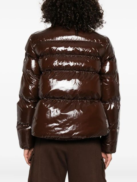PINKO glossy-finish quilted jacket - Brown