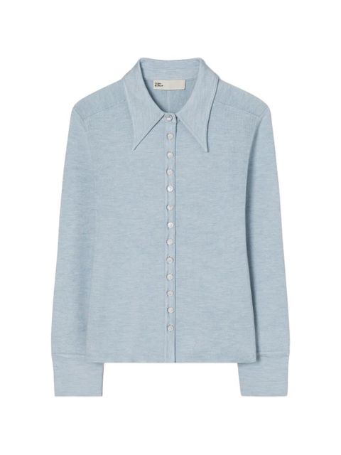 Tory Burch silk polo cardigan - Blue - zdjęcie produktu nr 1