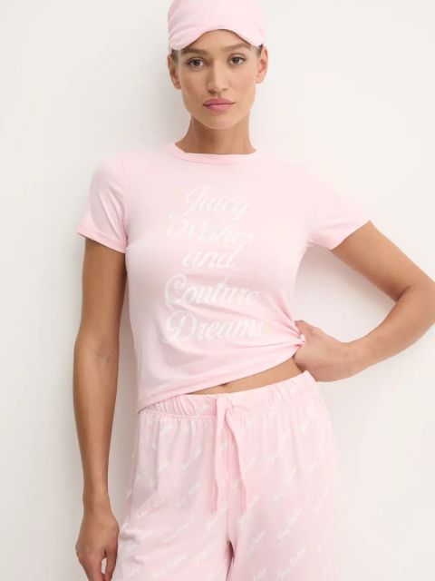 Juicy Couture piżama JUICY WISHES SHORTSLEEVE PYJAMA SET damska kolor różowy JCLPJ125663