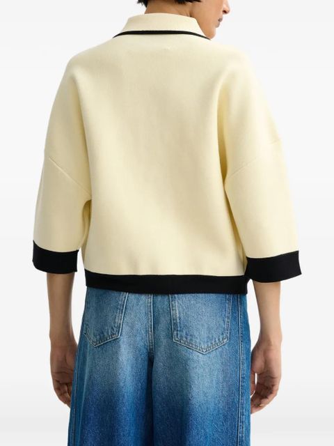 Essentiel Antwerp flower-buttons contrast-trim cardigan - Neutrals