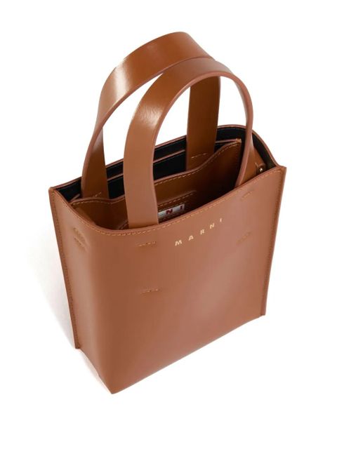 Marni nano Museo leather tote bag - Brown