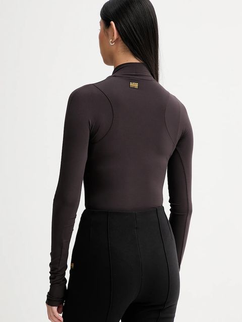 G-Star longsleeve kolor brązowy z półgolfem D27965-E299