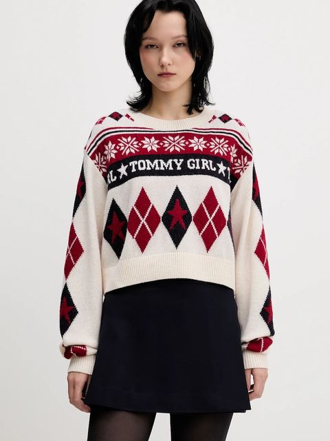 Tommy Jeans sweter wełniany damski kolor beżowy DW0DW22498 - zdjęcie produktu nr 1