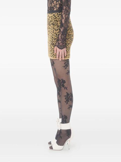 Valentino Garavani leopard-print lurex miniskirt - Yellow