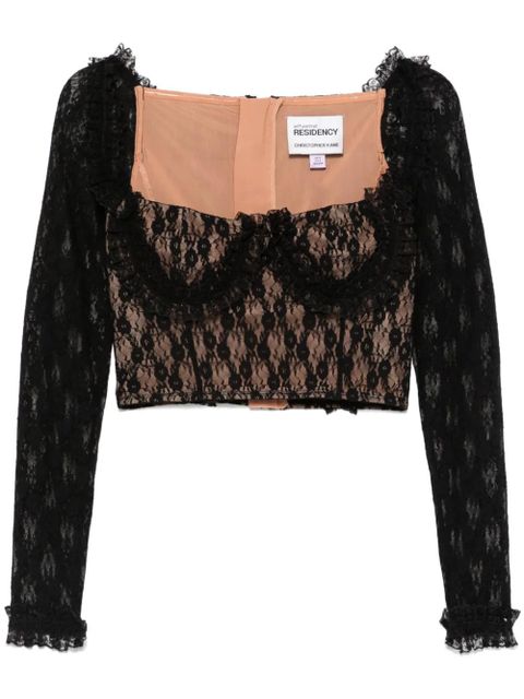 Self-Portrait x Christopher Kane lace ruffle top - Black - zdjęcie produktu nr 1